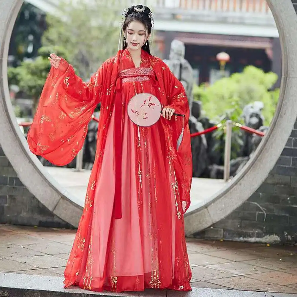 Fairy Hanfu Costume Cosplay Student Rave Outfit Festival  Chinese Traditional Dress Hanfu Women Red Stage Performance Clothing