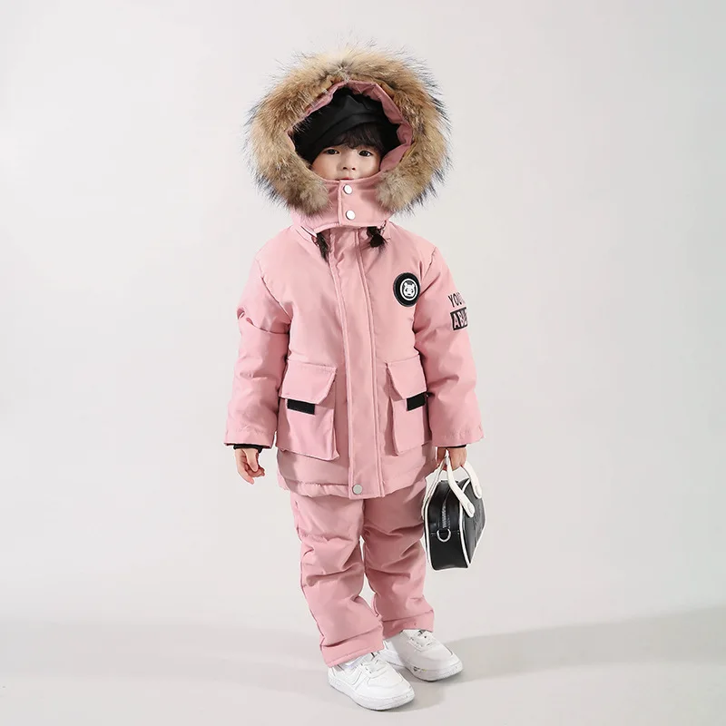 

Baby Down Cotton Suit Set Korean Version of Men's and Women's Down Cotton Suit Two-piece Set of Down Cotton Coat Jacket Overalls