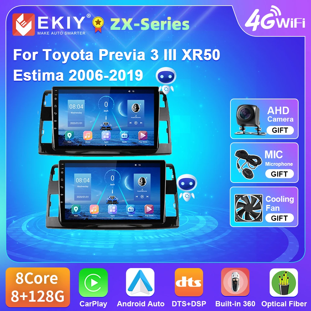 

EKIY Car Radio For Toyota Previa 3 III XR50 Estima 2006-2019 Android 10 GPS Navigation 4G WIFI Carplay Player No DVD 2 Din