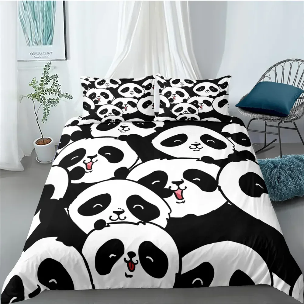 

Cartoon cute panda Comfortable Duvet Quilt Cover Pillowcase Bedding Set Children Bedroom Decoration Home Textile