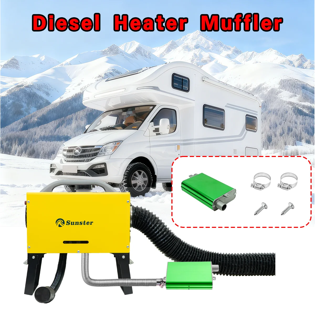Parking Heater Muffler, 0.94 inch Diesel Heater Muffler Upgrade for 2kw 5kw 8kw Heaters