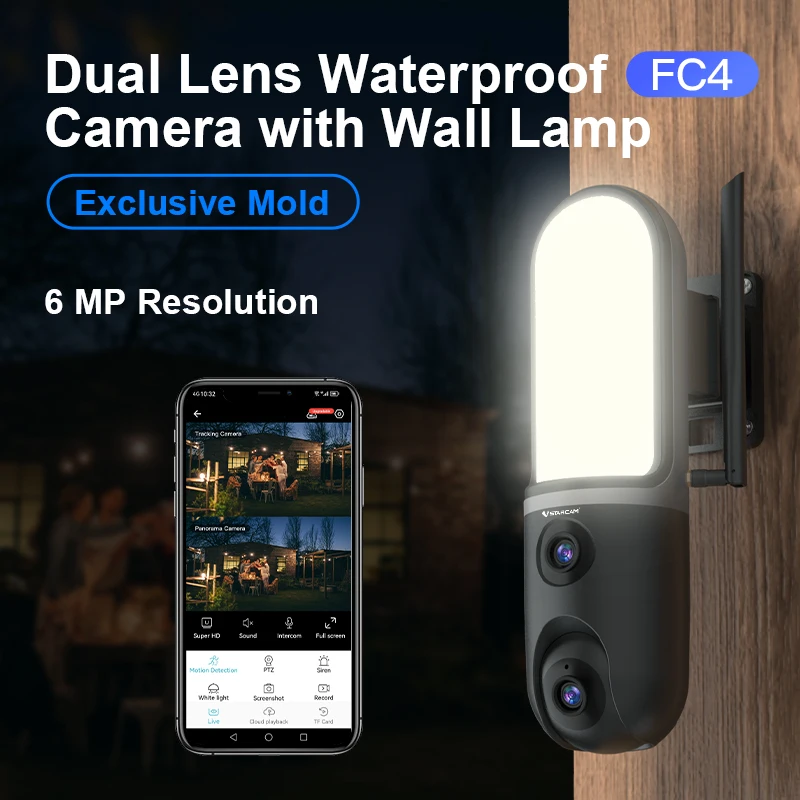 Vstarcam FC4 O-Kam APP 6MP Floodlight Full Color Dual Lens IP Dome Camera For Courtyard Street Lamp AI Humanoid Detection Monito