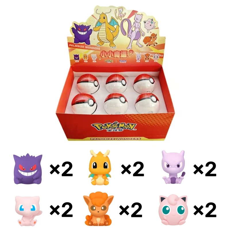 Pokemon Anime Poke Ball Actionfiguren Minipuppen von Dragonite Sylveon Gengar Vulpix von echtem Originalmodell Ornament Spielzeug Geschenk