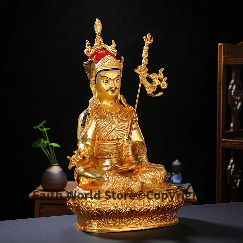 32cm large Gilding Buddha statue Asia Thailand Tibet temple bless safe healthy good luck Guru Padmasambhava Buddha statue