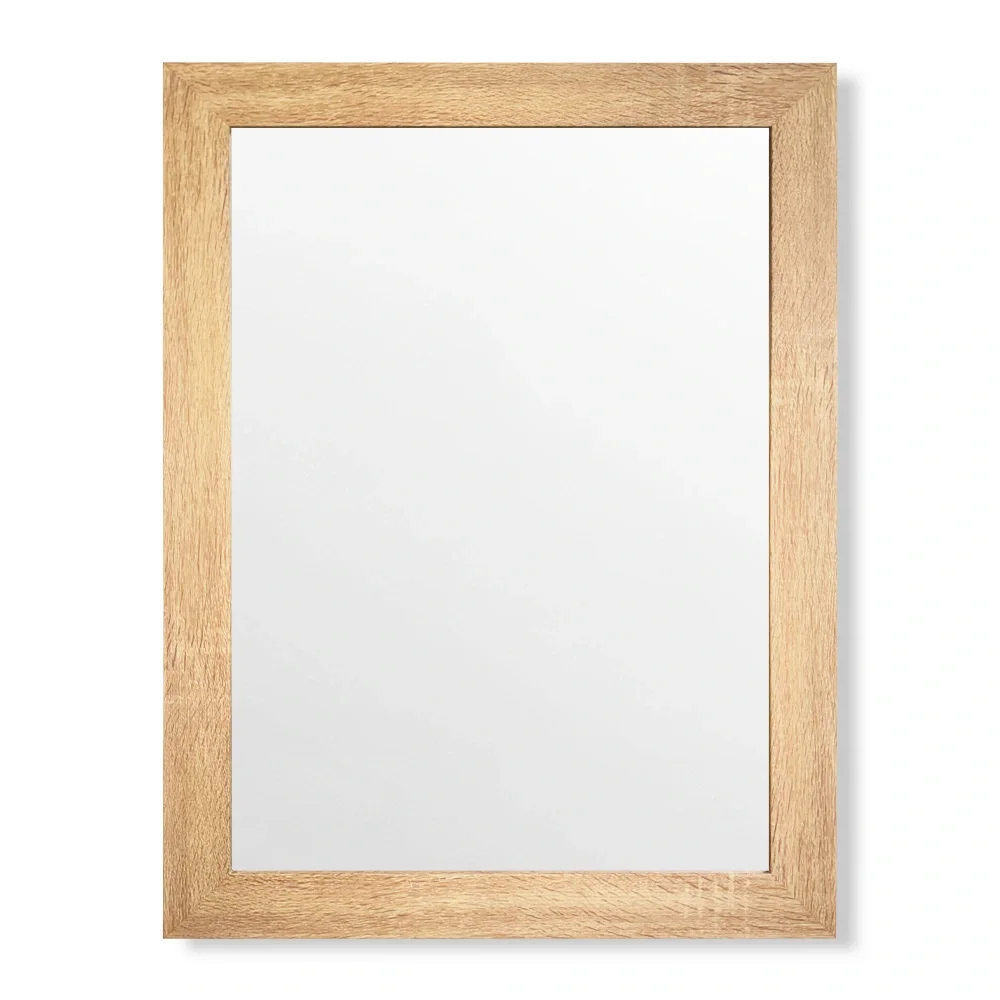 Espejo pared rectangular 40 x 60 cm marco efecto madera pino natural nórdico salón recibidor - Marcodecor