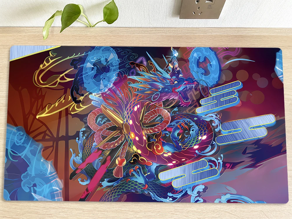 YuGiOh Table Playmat Ukiyoe-P.U.N.K. Amazing Dragon TCG CCG Mat Trading Card Game Mat Mouse Pad Gaming Play Mat 60x35cm Free Bag