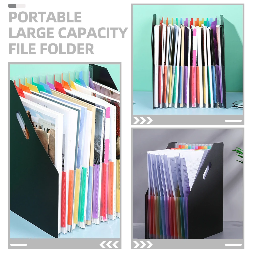

2Pcs File Folder Cute Accordion Pastel Black Paper Holder Large Capacity Office Home School Document Organizer Storage