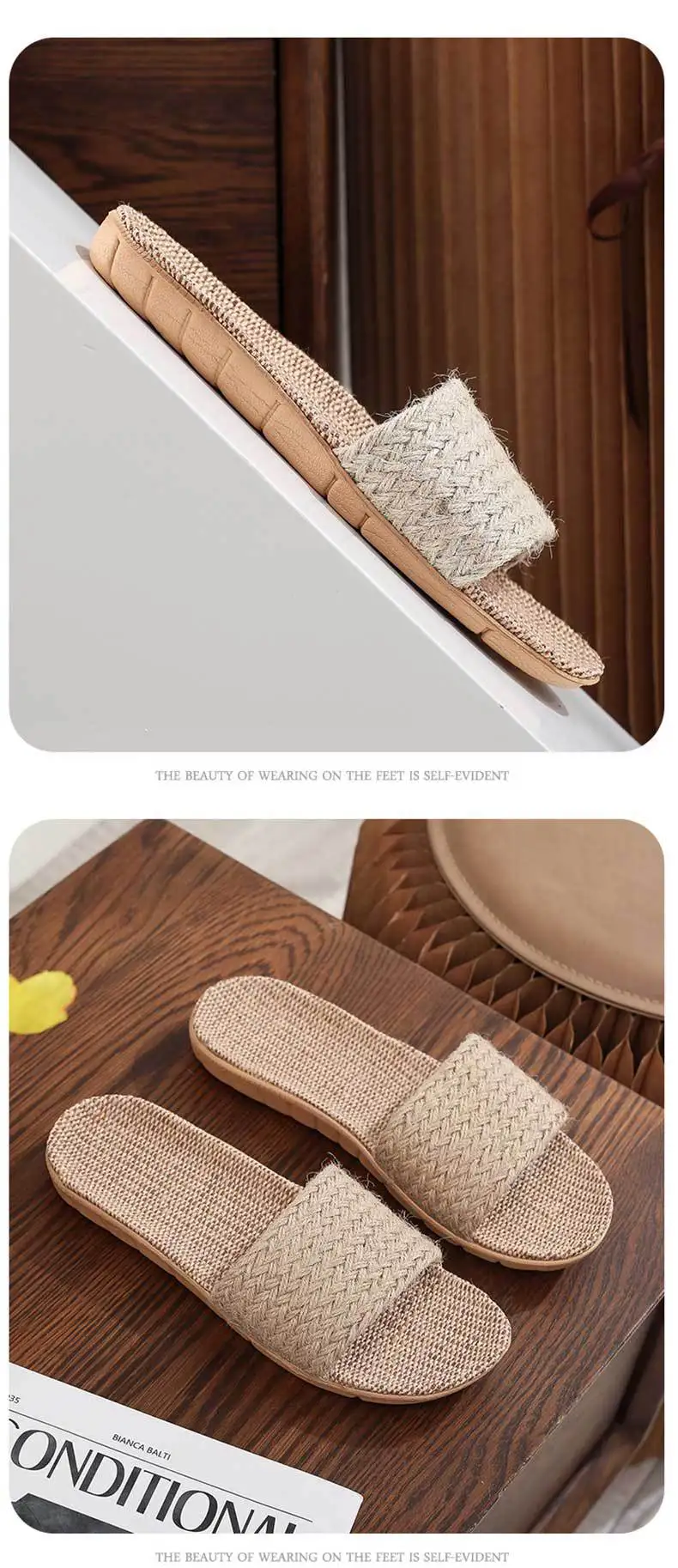 Neue Leinen-Hausschuhe für Damen, Rutschfeste Indoor-Sommer-Bodenschuhe für Paare, Herrenschuhe – Detail 13
