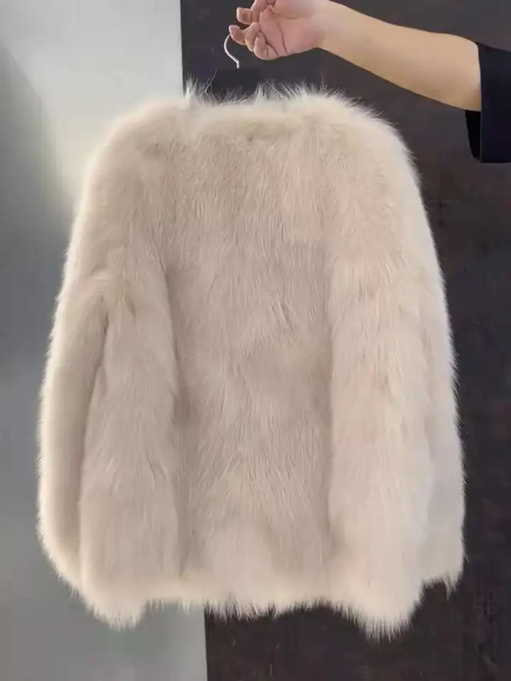 Women's Faux Fur Jacket V-Neck Winter Coat