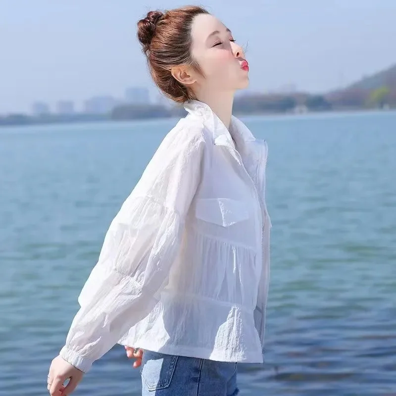 2024 NEW Sunscreen Clothing Thin Summer Coat Outdoor Breathability UV Protection Long Sleeved Sun Protection Shirt Jacket Female