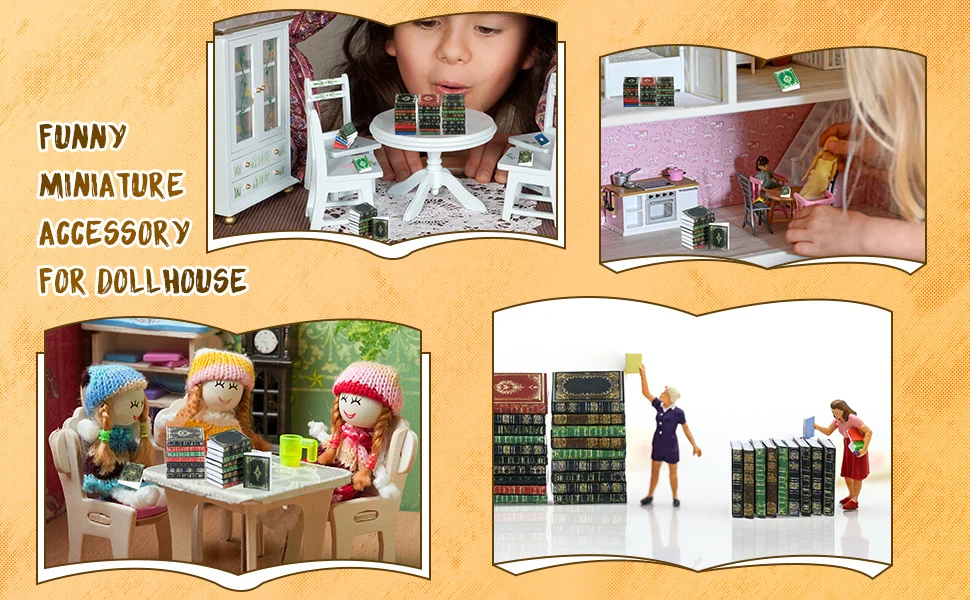 Miniatur-Puppenhaus-Bücher-Sortiment im Maßstab 1:12 – lebendiges dekoratives Zubehör für Puppenhaus, Rollenspiele und Spielzeugzubehör – Detail 2