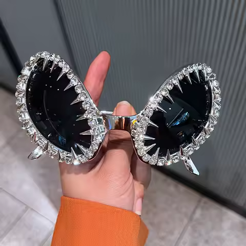 Alien Glasses Funny Festival Ball Style Party Sunglasses Metal Chain Punk Sand Sculpture Sunglasses Men and Women