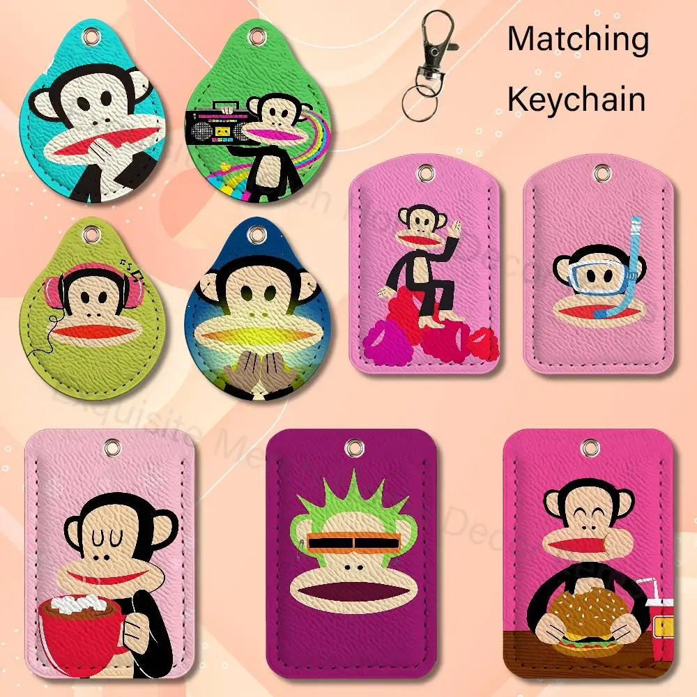 P-Paul Monkey F-Frank Holder Keychain For Bank Business Work Card Holder Student Card Protective Case Bus Card