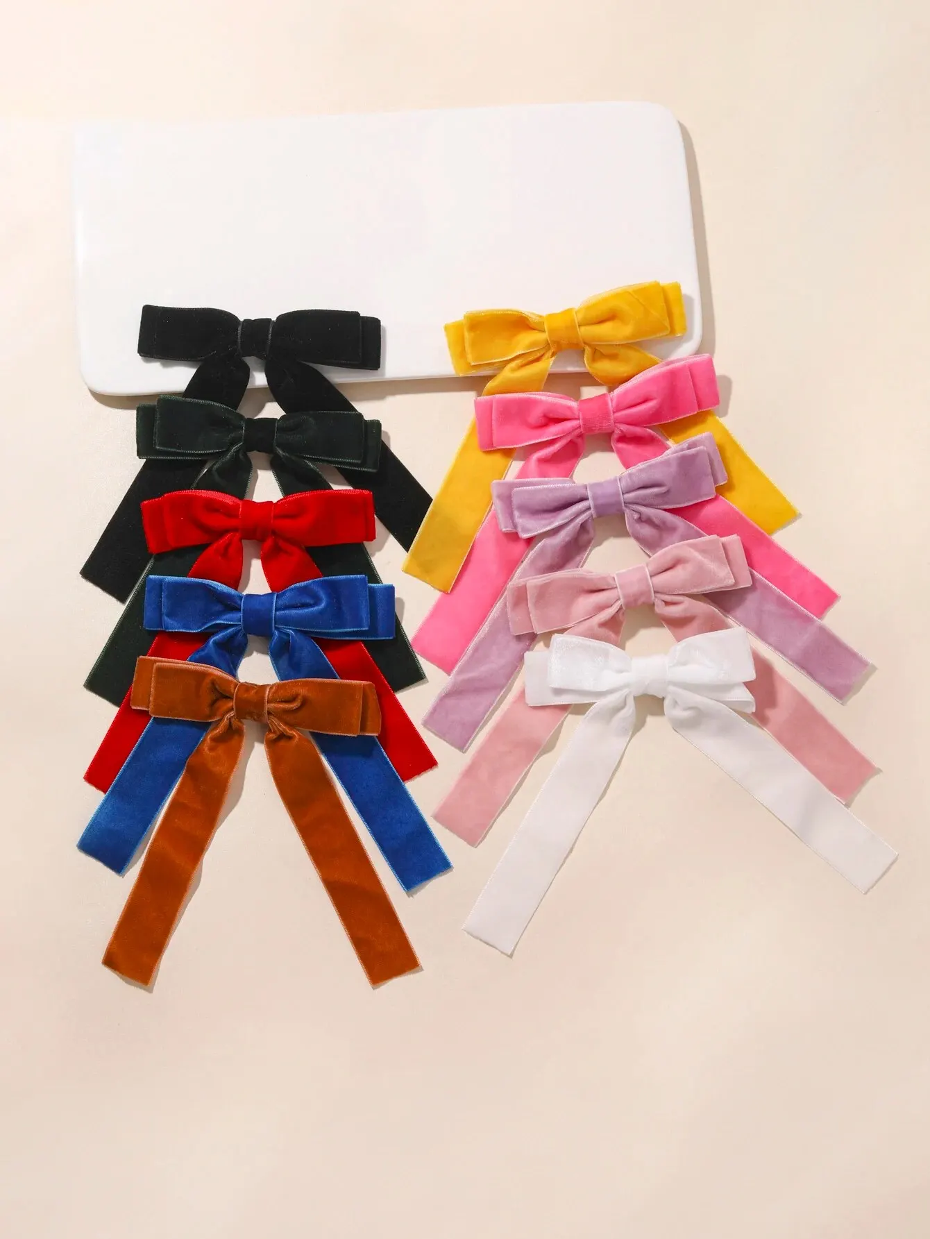 10PC Set Versatile Velvet Ribbon Hairtying Double Layered Bow Hair Clips for Girl Hair Clip Hair Accessories Headwear Hair Pin