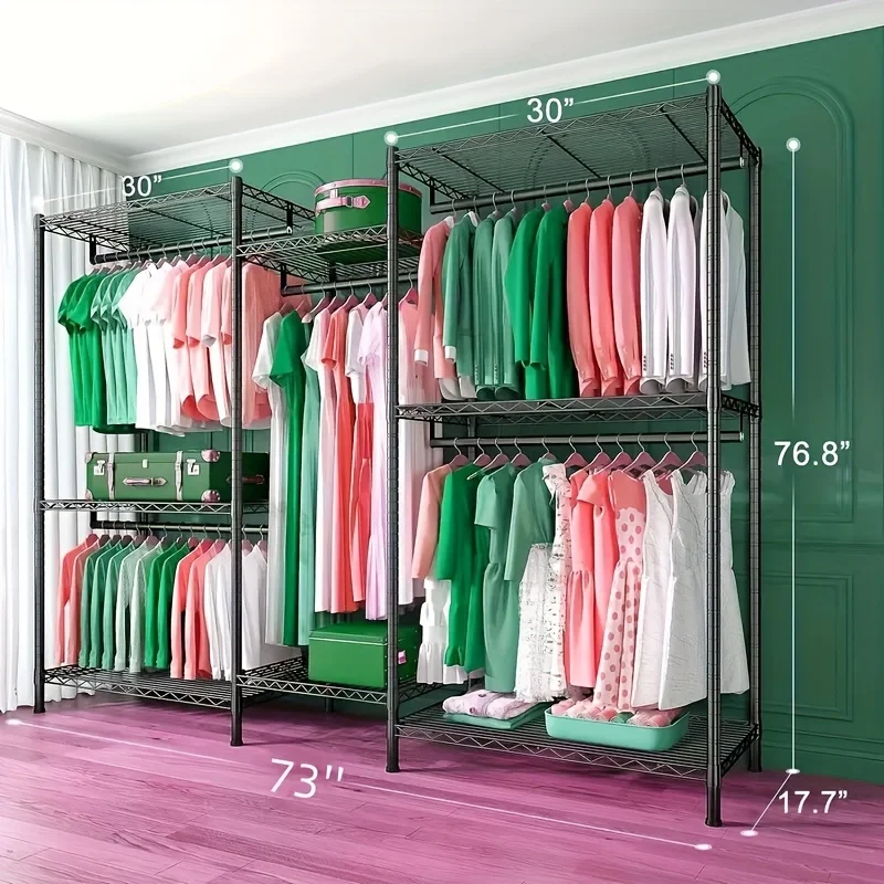 Custom.Multi Functional Heavy-duty Hanger with 5 Hangers and 8 Shelves - Capable of Carrying 910 Pounds, Configuration, Inde