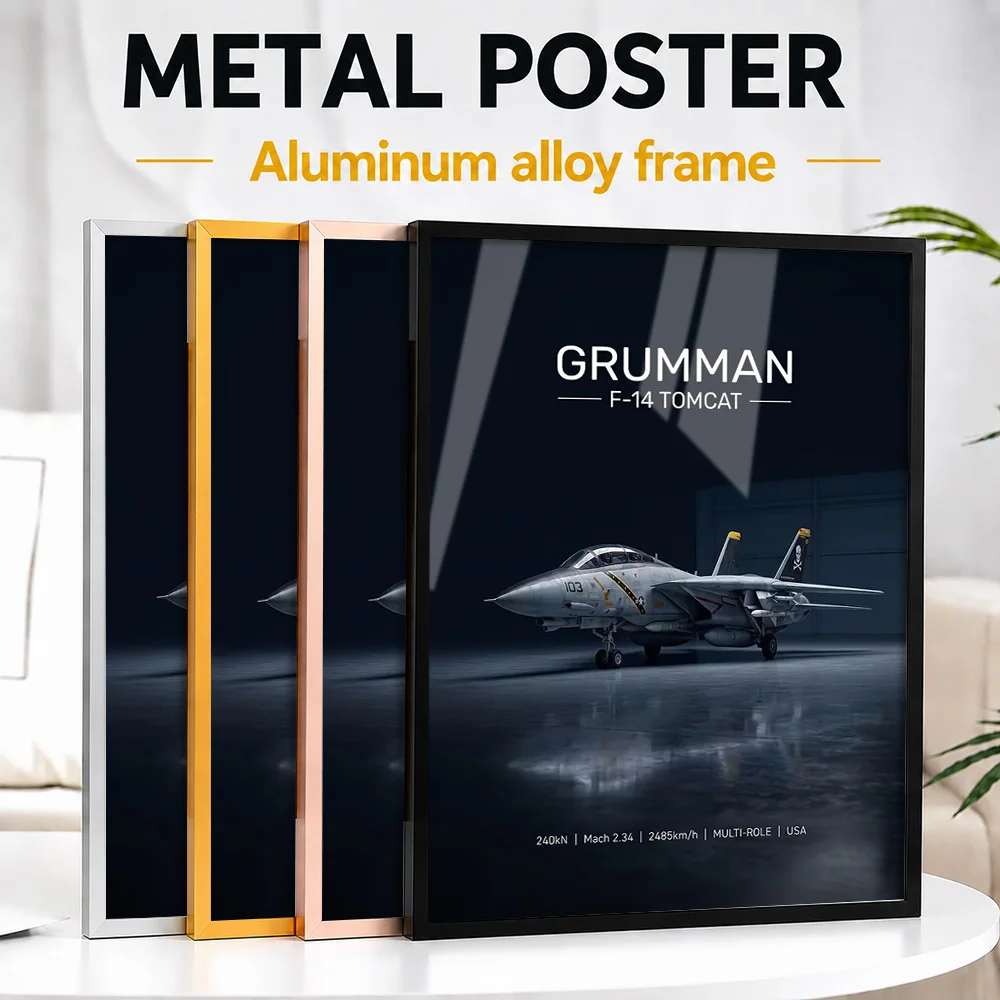 Grumman F-14 Tomcat Military Aircraft Framed Metal Print Personalized Technical Graphic Wall Art For Aviation Enthusiast Lounge