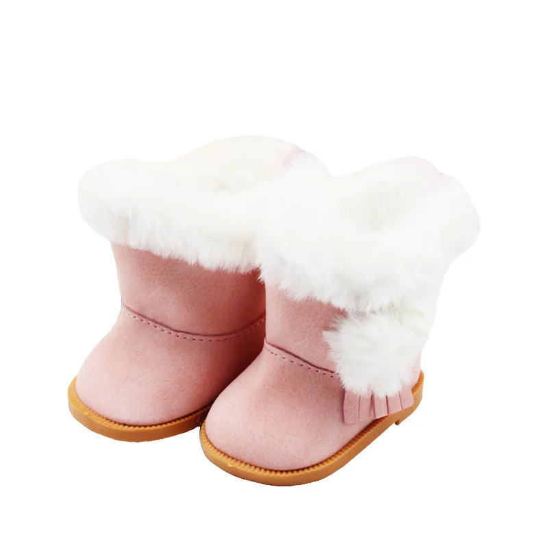 18 Inch Girls Dolls Snow Fuzzy Boots Shoes for 43cm Baby Doll Clothes Accessories Baby Winter Chirstmas Shoes Gift Girls Toys