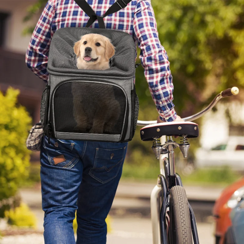 Dog Bike Basket Soft-Sided Carrier with 4 Mesh Windows for Small Cat Puppies Pet  for Travel