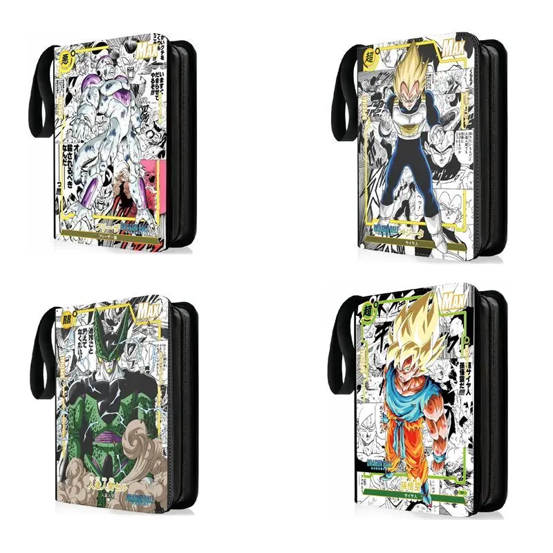 لعبة دراغون بول بطاقة الموثق 9 جيب حامل بطاقة التداول أنيمي بطاقة الموثق مع 50 صفحة داخلية سستة حامل ما يصل إلى 900 بطاقة