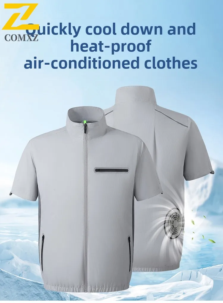 

Men's Ice Silk Fan Jacket Cool and Breathable Outdoor Mountaineering Heat Dissipation Air Conditioning Jacket Men's Clothing 4XL