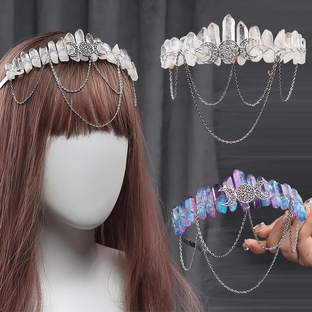 Natur kristall Stirnband Tiara Zubehör Kette Krone personal isierte Kopf bedeckung Cosplay Kopf bedeckung Party Kostüm Requisiten hohe Qualität