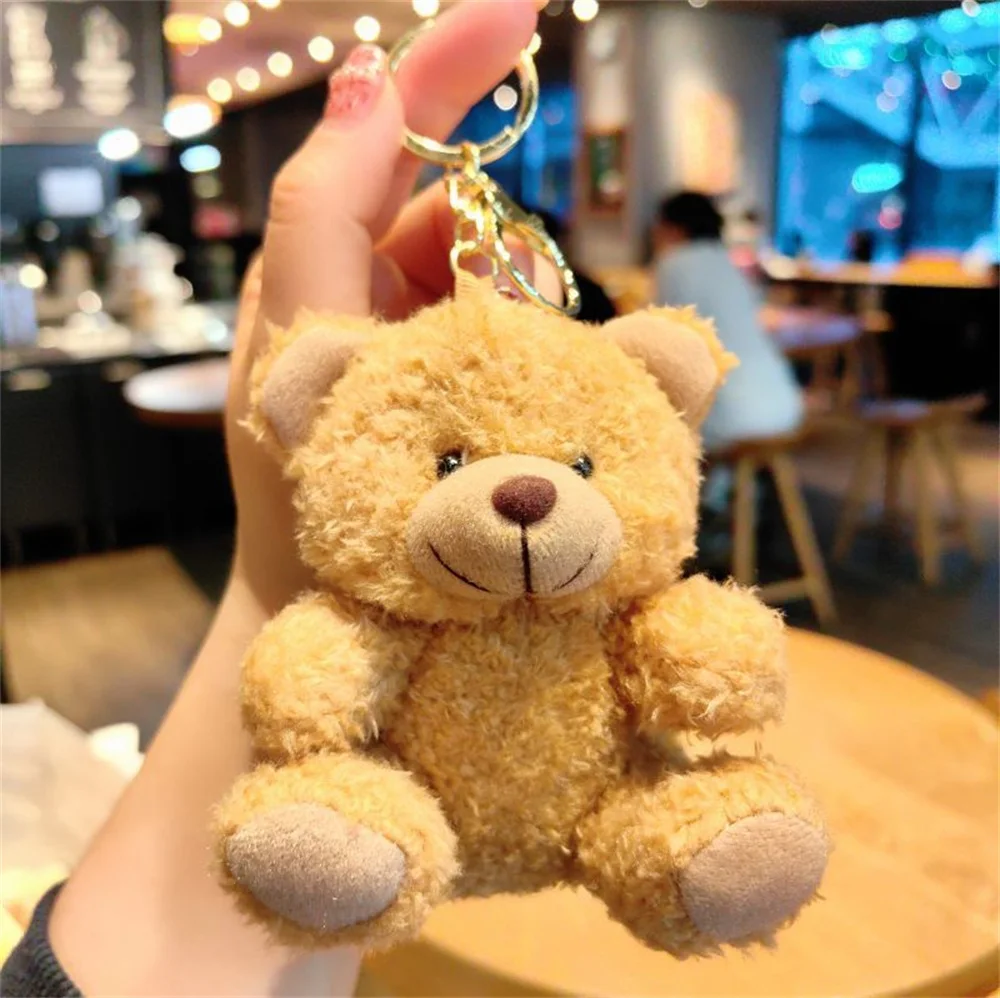 Cute bear cartoon keychain plush doll car key chain girl bag pendant claw machine