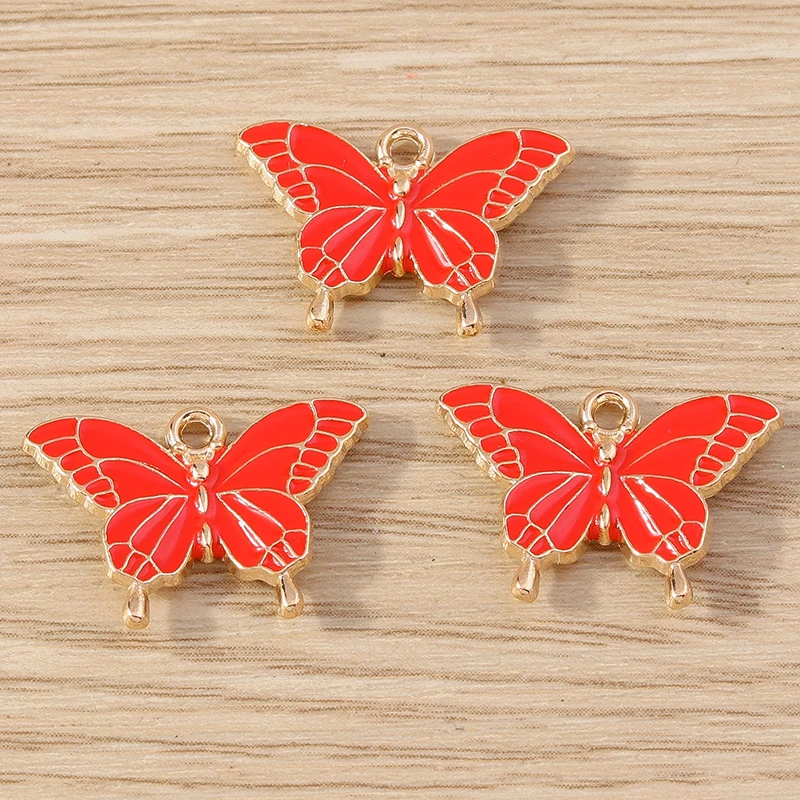 10pcs 19x14mm Cute Enamel Animal Butterfly Charms Pendants for Making Earrings Necklace Bracelets DIY Crafts Jewelry Findings