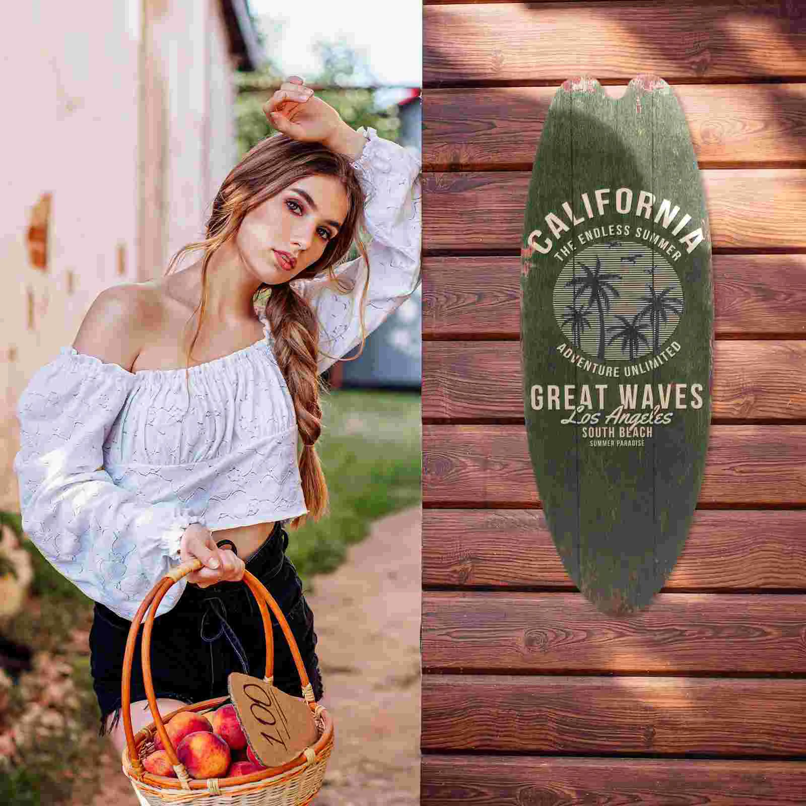 Retro Decor Surfboard Wooden Sign Wall Decoration Summer Beach Centerpieces for Tables Household Decorations Party Seaside