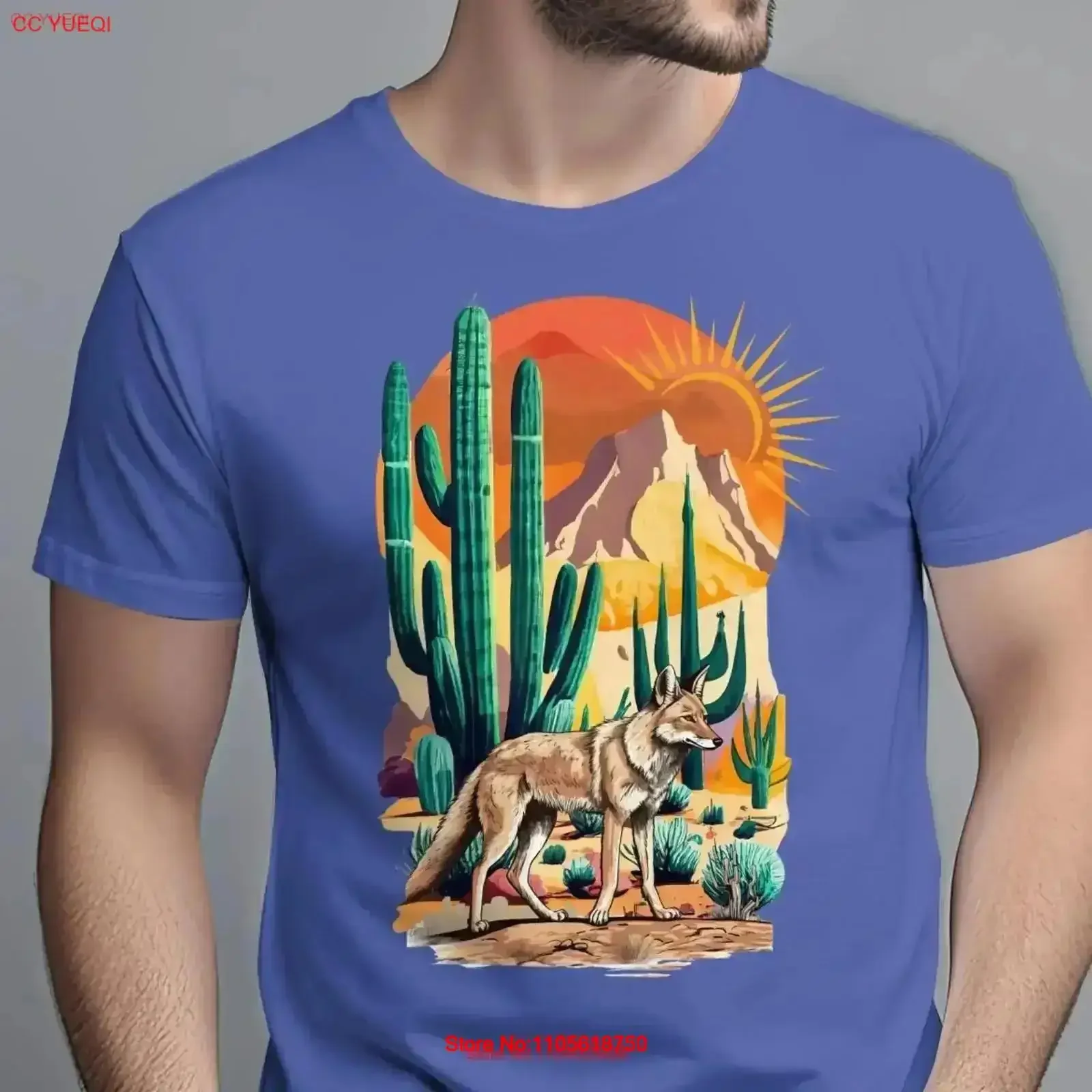 Arizona Desert T Shirt Coyote Camping Nature Lovers s Hiking for Men and Women Tucson Outdoors vintage Washed streetwear Casual
