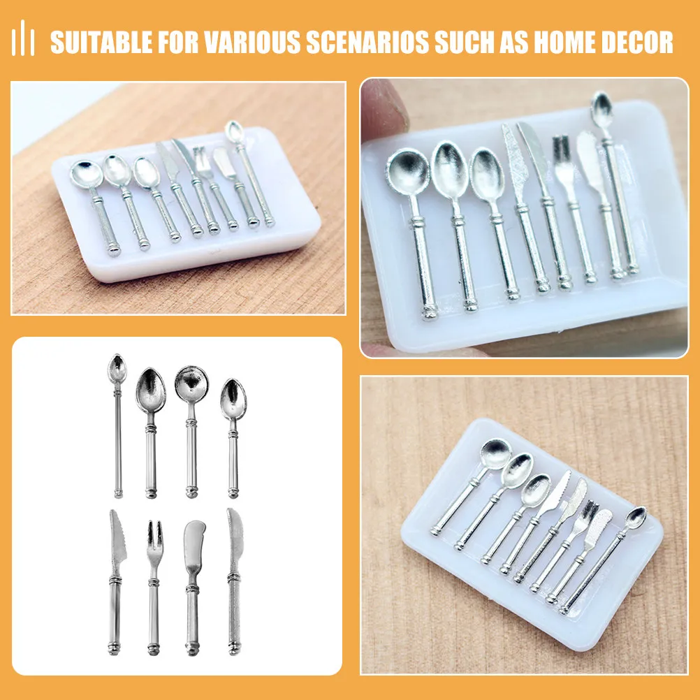 

Набор миниатюрной посуды для детских домиков: мини-нож, вилка, ложка, крошечные столовые приборы, украшения для мини-кухни, декор для мини-домиков