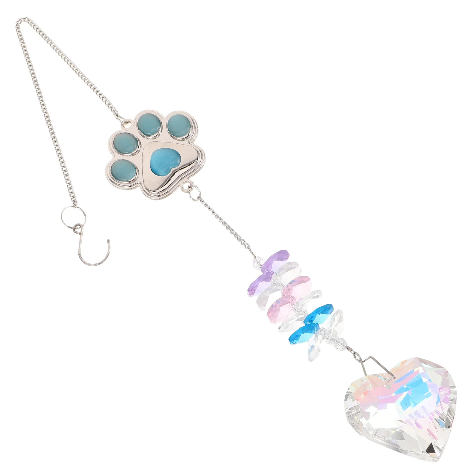 

Paw Print Sun Catcher Blue Crystal Dog Memorial Wind Chime Hanging Ornament Outdoor Yard Patio Decorations Animal Wind Chime