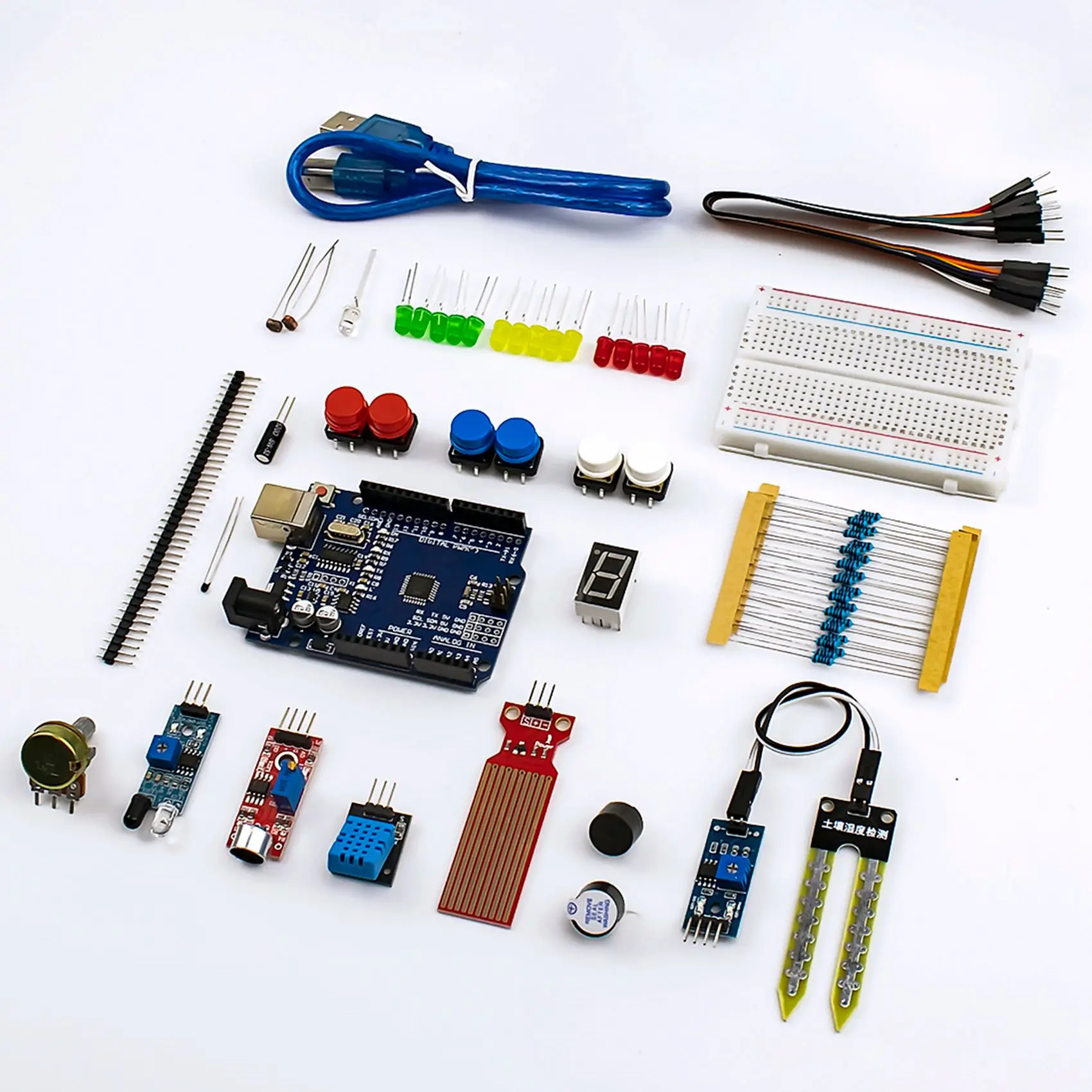 

Подходит для Arduino Uno R3, комплект «сделай сам», стартовый комплект конденсатора/моста/макетной платы-B61B