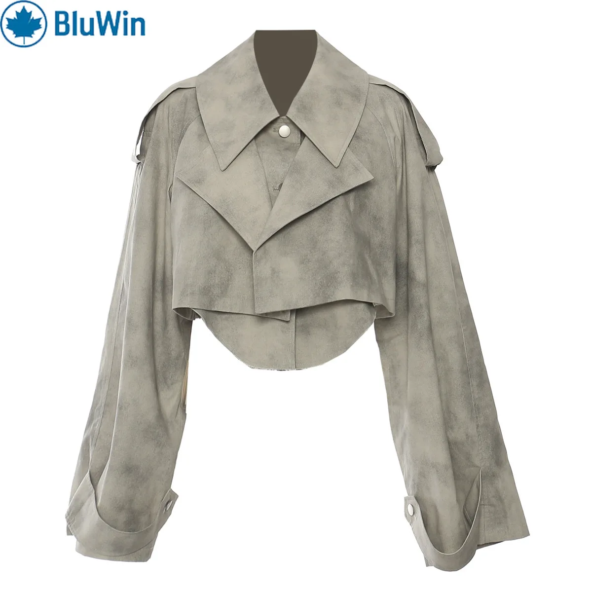 BluWin Camo Ink-Dye Trenchcoat und Rock-Set – Zweiteiliges Outfit mit Tintenwaschdruck für Damen