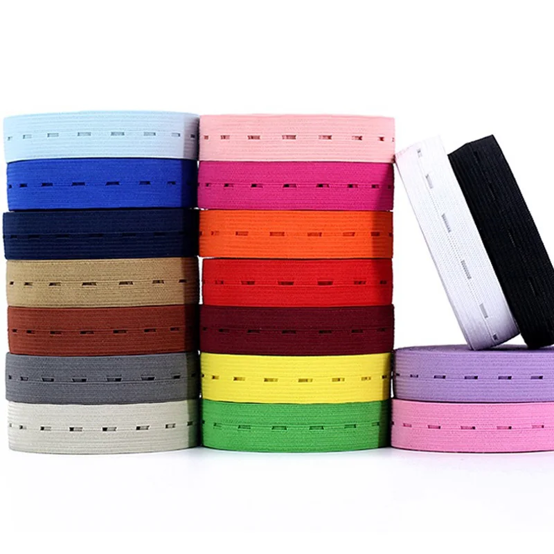 2yards/Lot 20mm Button Hole Knit Elastic Band Elastic Ribbon for Fiat Rubber Band Waist Band Stretch Rope DIY Sewing Accessories