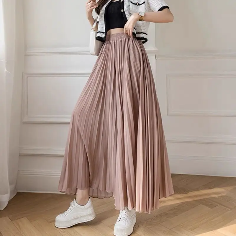 Super Big Swing Skirts Pants Summer Streetwear Women Purple Blue Pleated Chiffon Soft Pantalon Trousers Party Night Club Dance