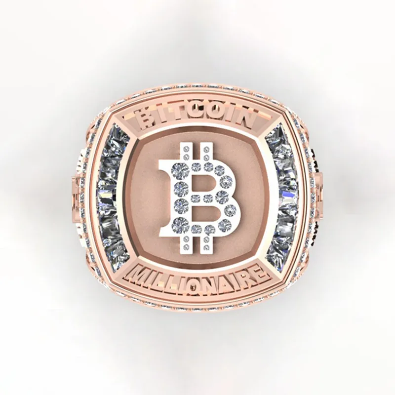 Men Women Luxury Bitcoin Commemorative Ring Creative Metal Punk Hip Hop Rock Trend Men\'s Ring Party Light Luxury Jewelry Gifts