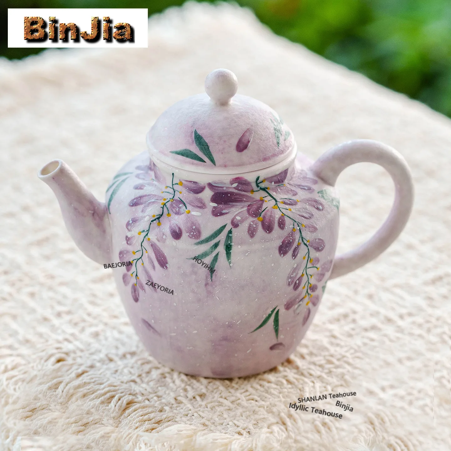 130ml Hand-painted Wisteria Teapot Elegant Tea Infuser Pot Tea Brewing Kettle With Ball Hole Drinkware Supplies Collection Craft