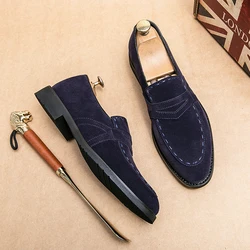 Men Casual Leather Shoes Brand Driving Shoes Men Suede Loafers Moccasins Dress Shoes For Men New Italian Fashion Leisure Shoes