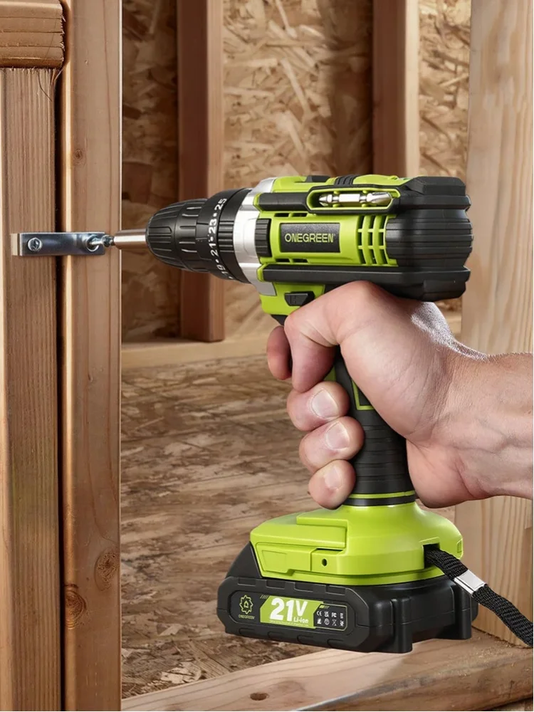 ONEGREEN 25+3 Drehmoment-Elektro-Schlagbohrmaschine, kabellos, 3 Modi, tragbarer Haushalts-Schraubendreher, Elektrowerkzeug für Makita 18V Akku