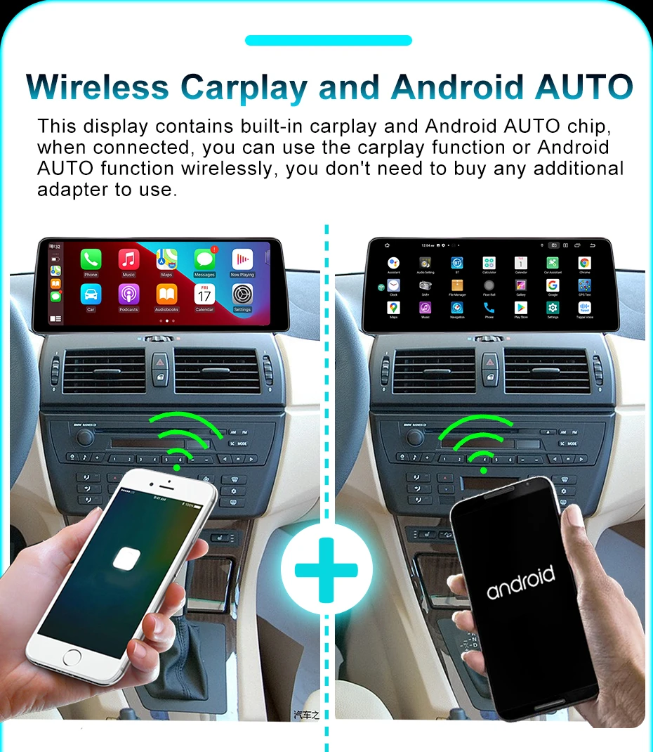 Pantalla Estéreo Inalámbrica para Auto con CarPlay Android 15 de 12.5' para BMW X3 E83 2004-2009 IDrive, Radio de Auto 2Din, Reproductor Multimedia, GPS, Bluetooth, 4G LTE 7