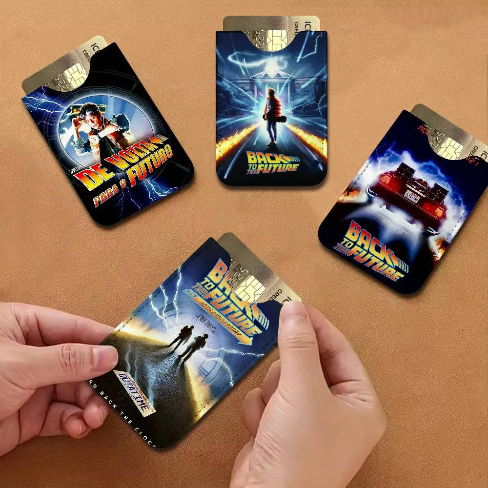 Movie Back to the F-Future Men's Genuine Leather Mini Card Wallet, Ultra Thin Credit Portable Business Card & Transit Bus Card