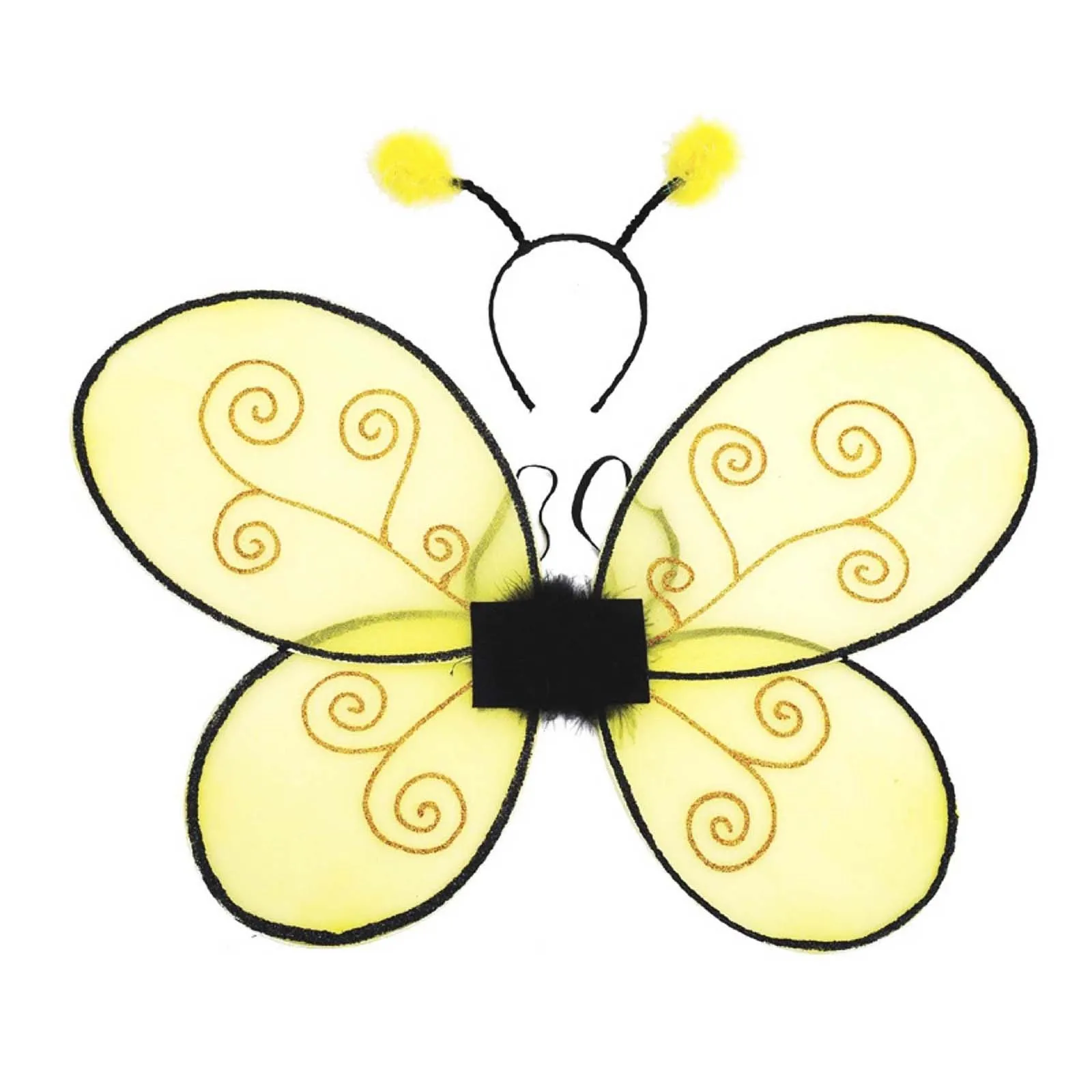 

Halloween Bee Wing 2 Piece Outfit Fantasy Party Cosplay Wings Headband Set for Kids Party Accessories