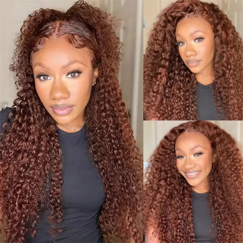 

30 34 Inch Curly Wigs Reddish Brown 13x4 13x6 Lace Frontal Wig 100% Remy Gluess Wigs Human Hair Pre Plucked with Baby Hair