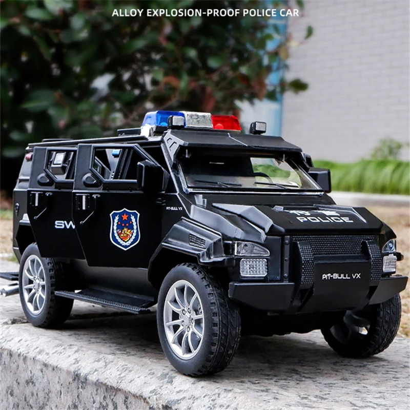 1:24 Alloy Refit American Armored Car Model Diecast Metal Toy Police Anti-Terrorist Explosion Proof Car Vehicles Model Kids Gift