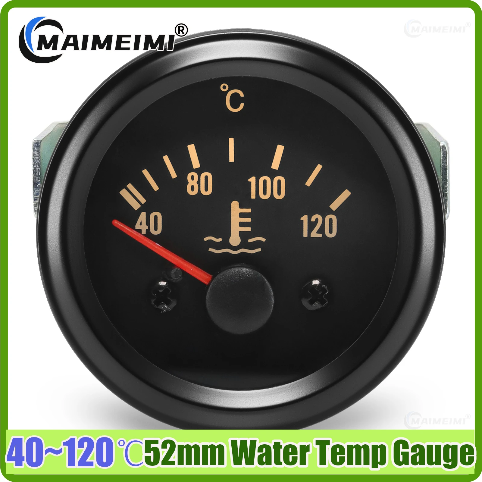 40-120℃ 52mm Water Temperature Gauge no Sensor Pointer LED Display Water Temp Meter Indicator for Diesel Engine Car DC24V Custom