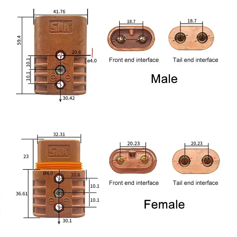 100A Male Female Docking Charging Connector High Current SY Solder-free Power Plug F Truck Generator Joint Parking Air Condition