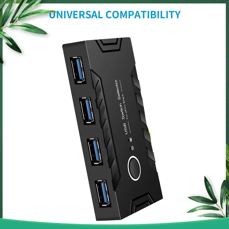 

KVM-переключатель USB 3.0 2 в 4 выхода USB 3.0 Переключатель USB-переключатель Контроллер Черный пластик для клавиатуры Мыши Принтер Монитор