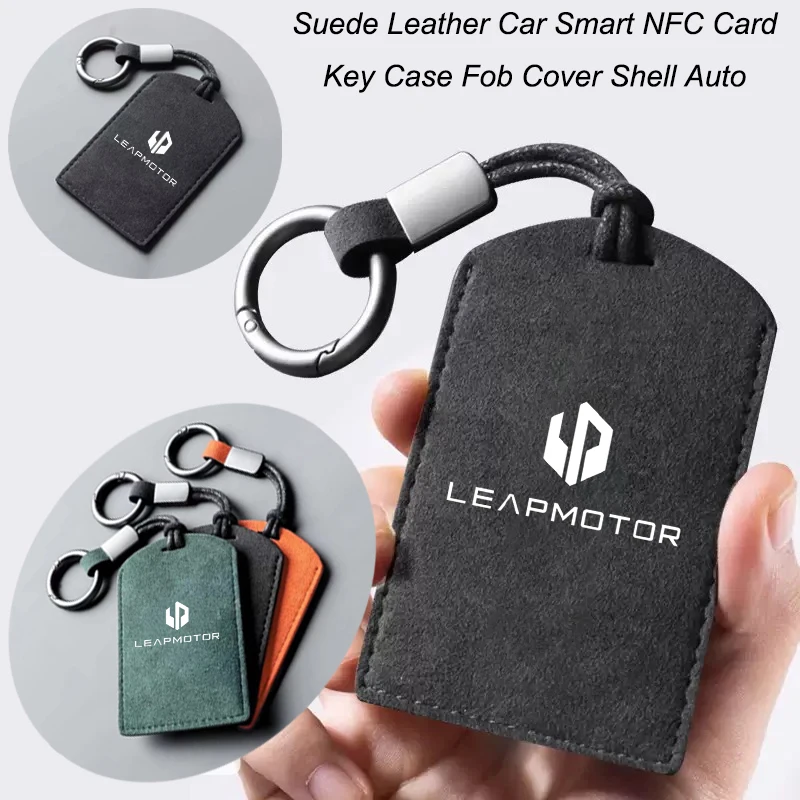 Image of Wildleder-Autoschlüsselhülle mit NFC-Kartenfach, Schlüsselanhänger-Schutzhülle für Leapmotor C10 B10 B01 B05 C11 C10 C01 T03
