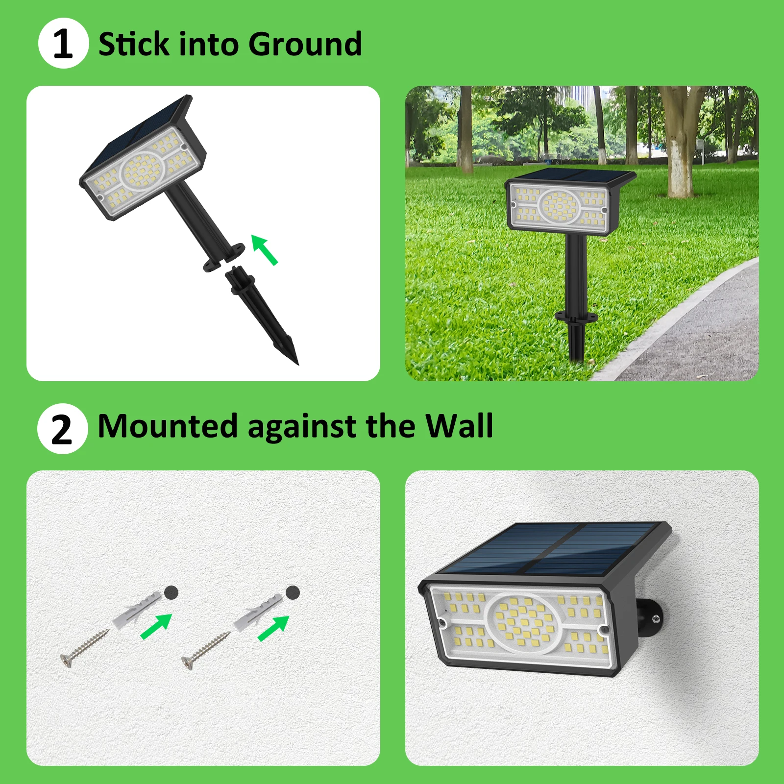 2pcs Solar Power Light Adjustable Light Temperature Solar Garden Light outdoor IP65 Solar Lamp Super Bright Solar Spotlight
