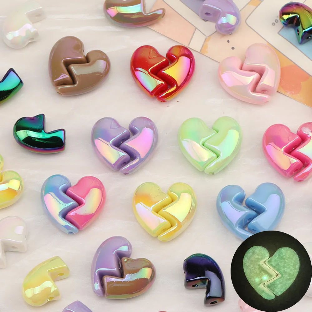 

Cordial Design 100Sets 25*26MM Acrylic Bead/Hand Made/Heart Shape/Aurora Luminous Effect/DIY Beads/Jewelry Findings & Components